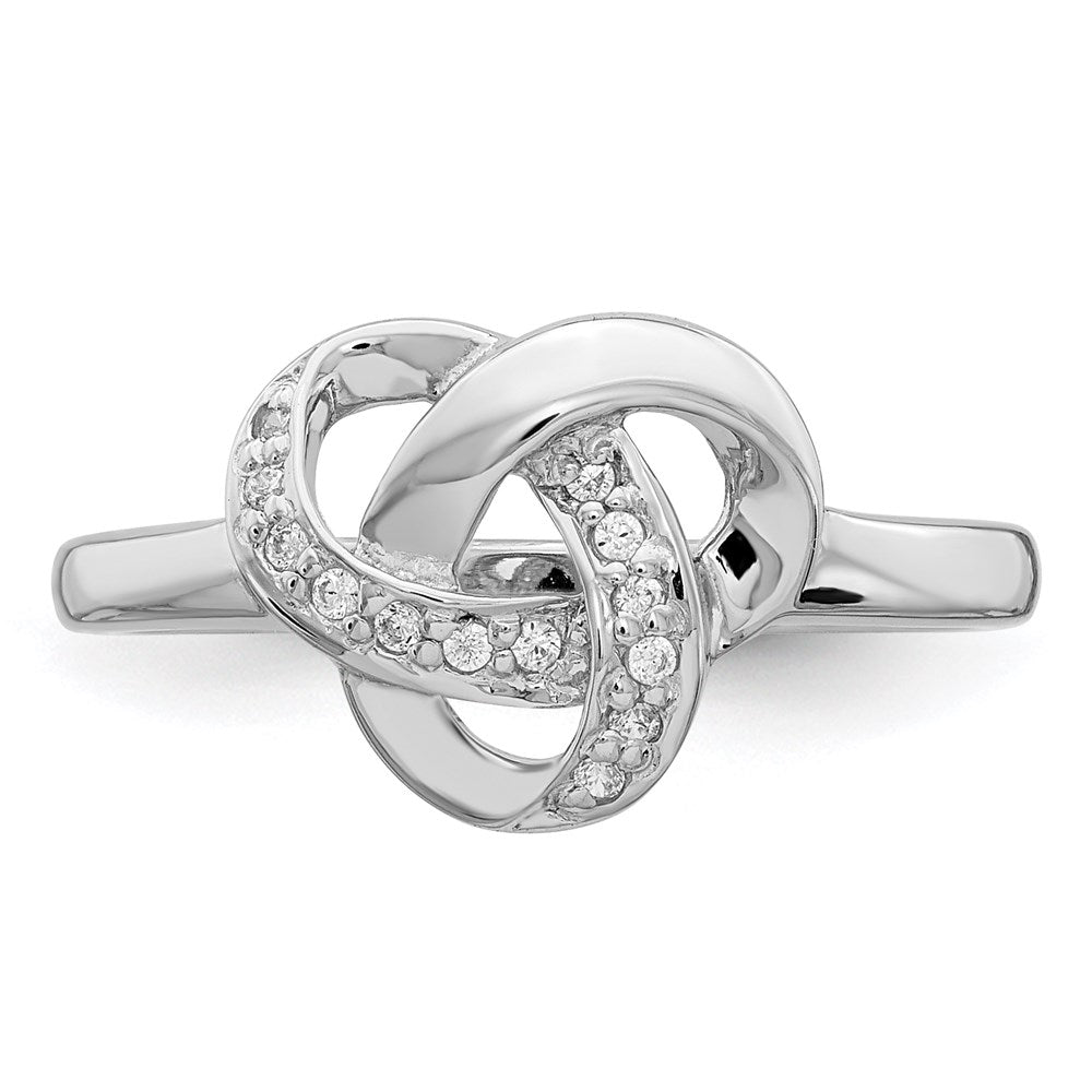 Sterling Silver Rhodium-plated CZ Knot Ring