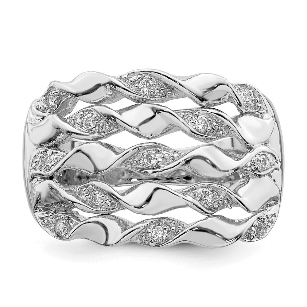 Sterling Silver Rhodium-plated CZ Ring