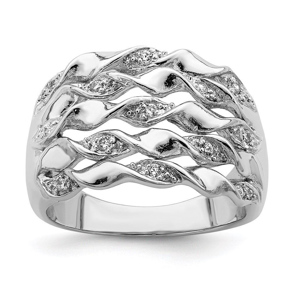 Sterling Silver Rhodium-plated CZ Ring