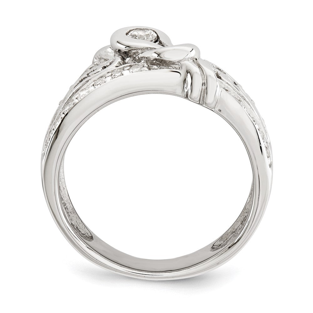 Sterling Silver Rhodium-plated w/CZ Ring