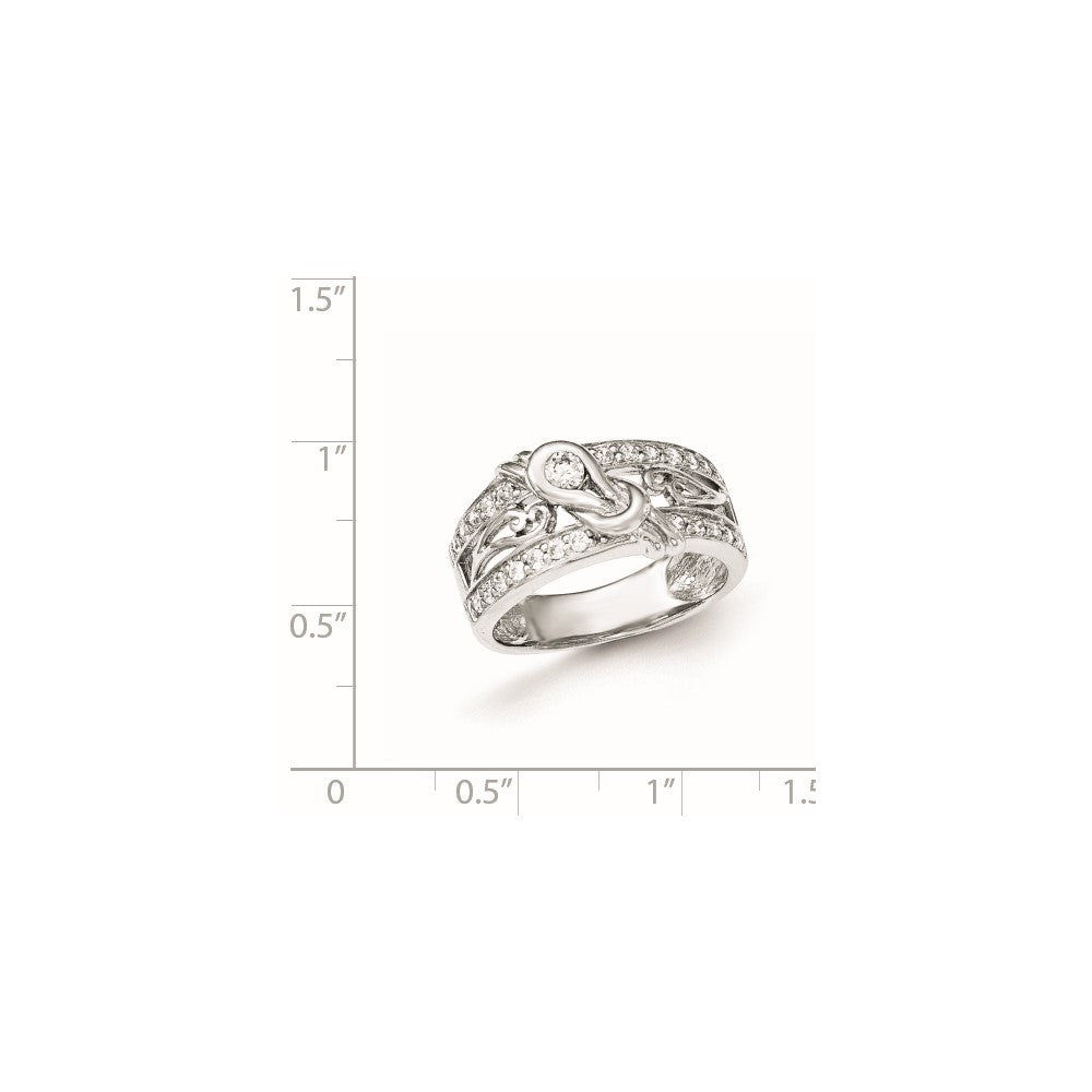 Sterling Silver Rhodium-plated w/CZ Ring