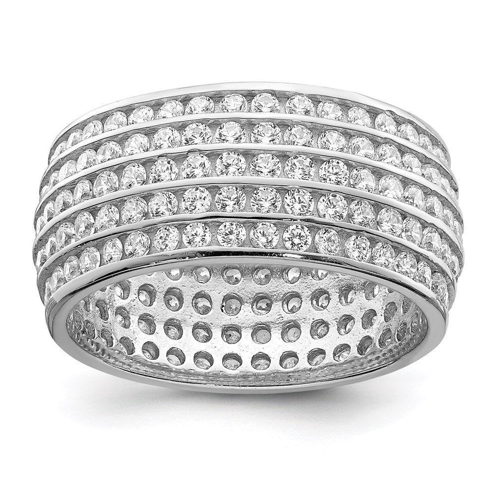 Sterling Silver Rhodium-plated 5-row Eternity Ring