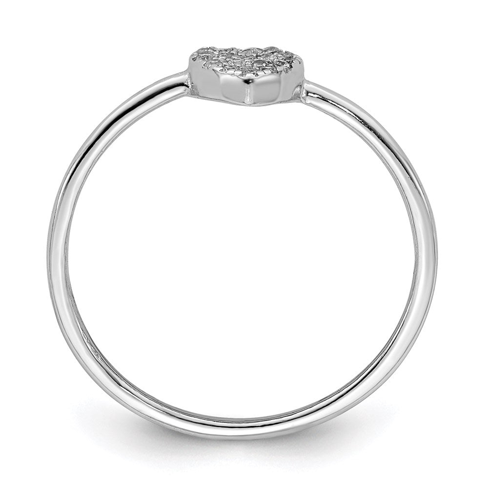 Sterling Silver Rhodium-plated Polished CZ Heart Ring