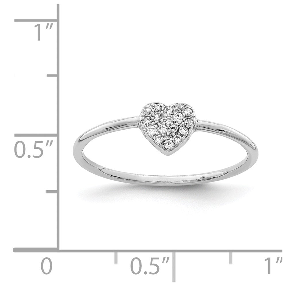 Sterling Silver Rhodium-plated Polished CZ Heart Ring