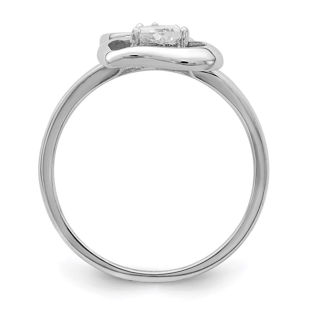 Sterling Silver Rhodium-plated CZ Double Heart Ring