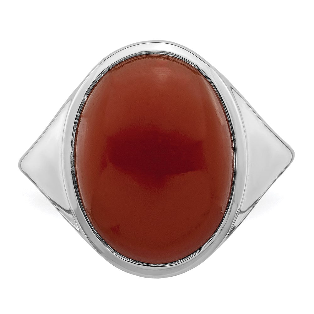 Sterling Silver Rhodium-plated Red Agate Ring