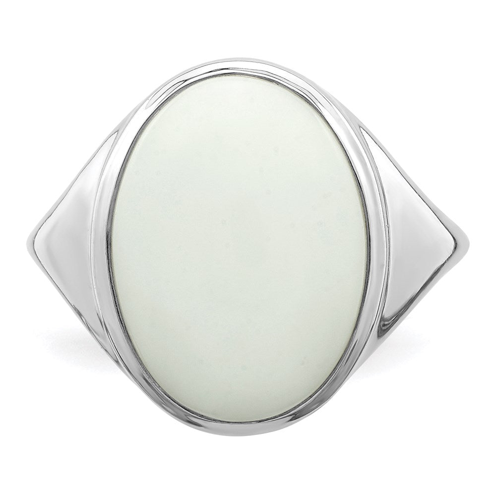 Sterling Silver Rhodium-plated White Agate Ring