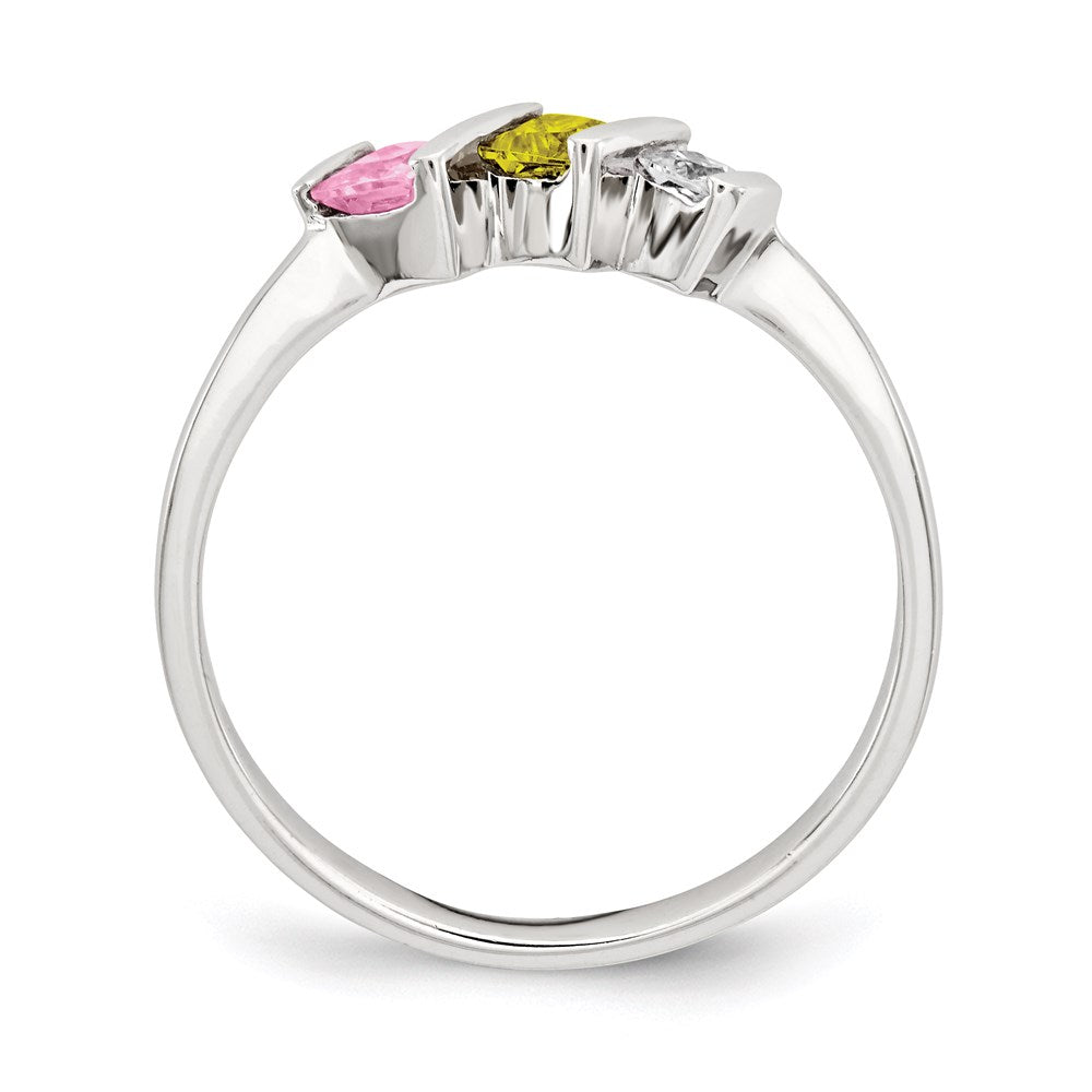 Sterling Silver Polished White,Yellow,Pink CZ Ring