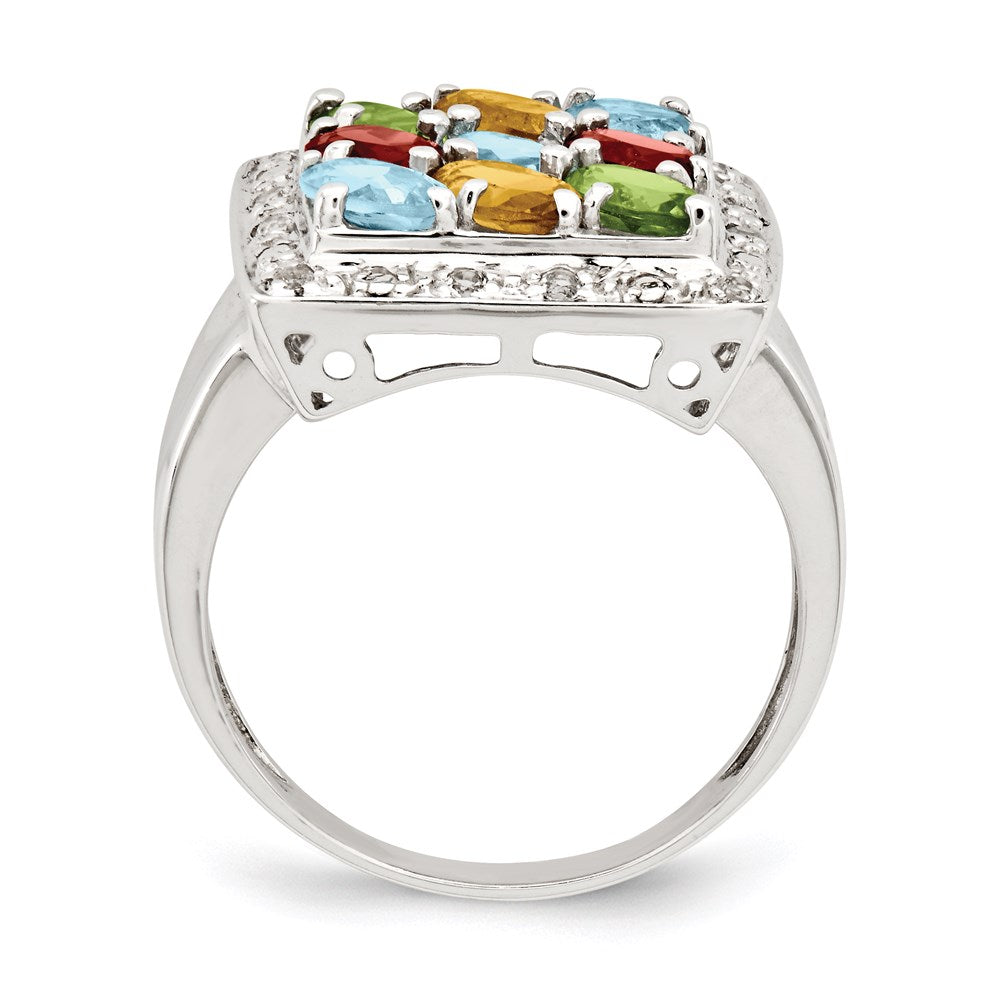 Sterling Silver Polished Multicolored CZ Ring