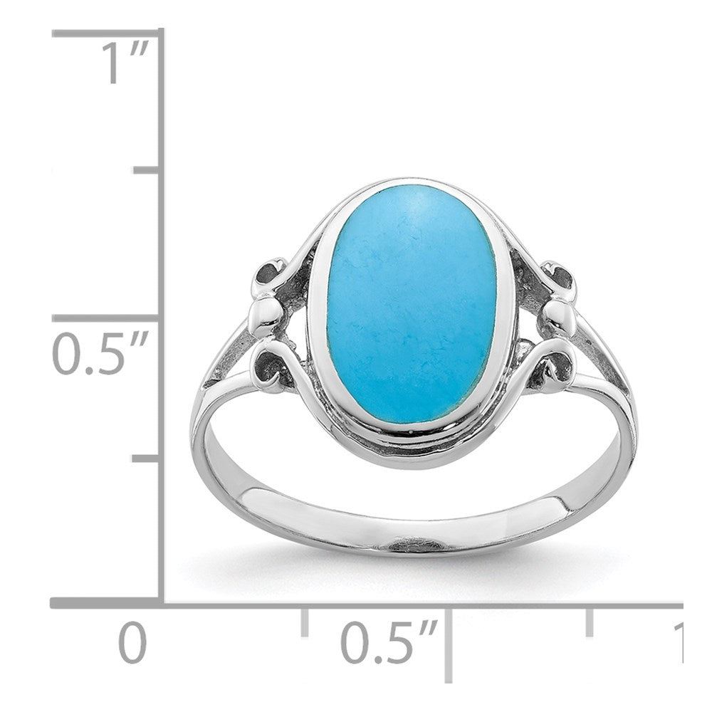 Sterling Silver Rhodium-plated Polished Synthetic Turquoise Ring