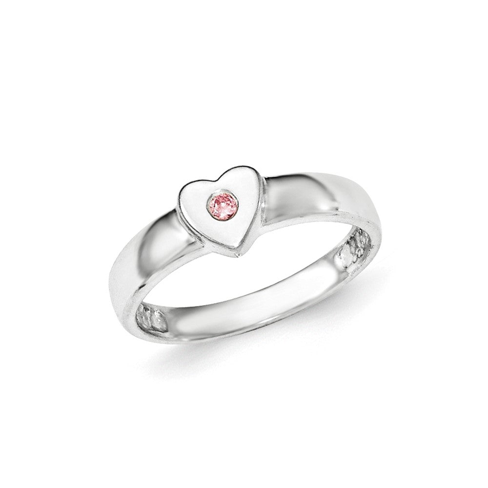 Sterling Silver Polished CZ Heart Ring