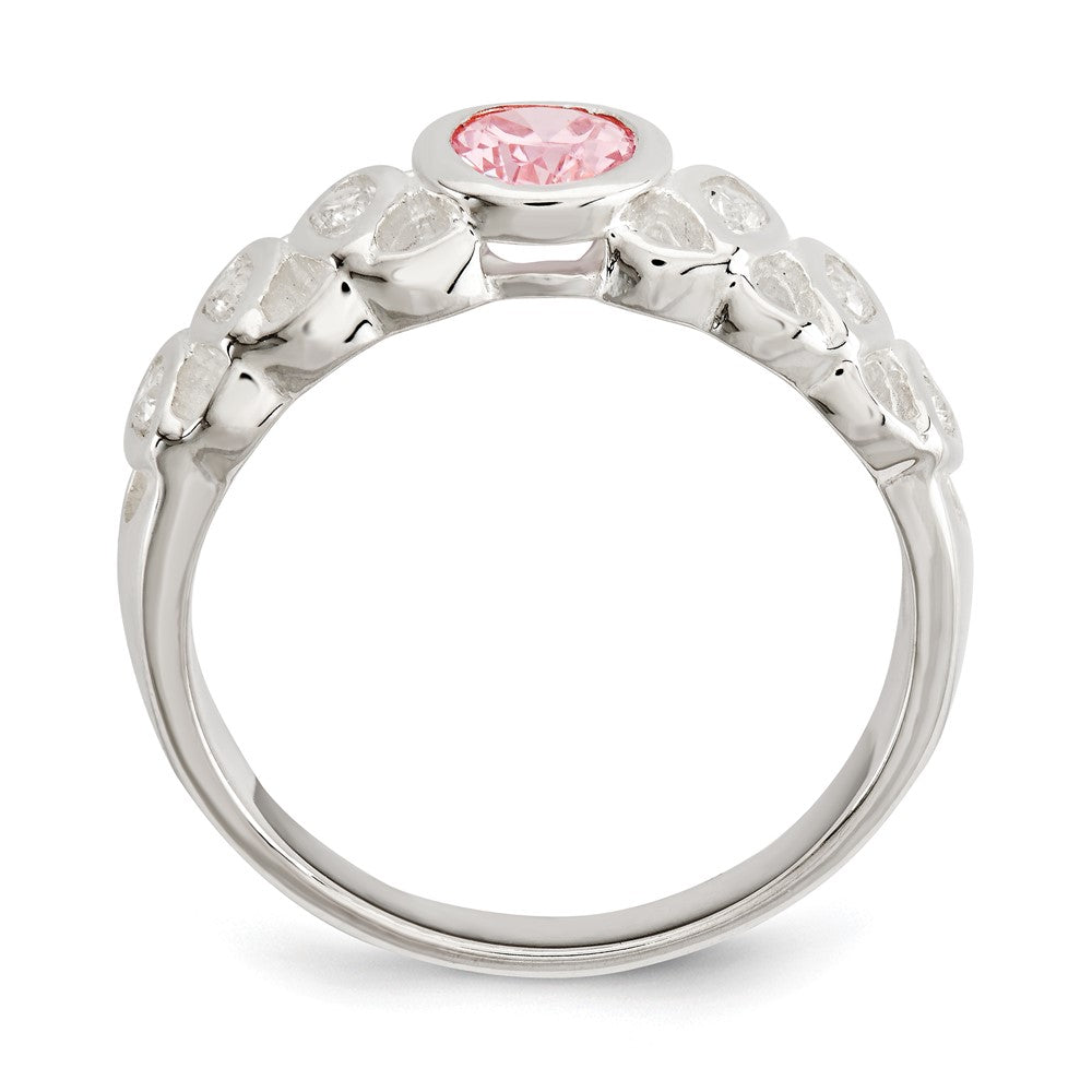 Sterling Silver Pink CZ Oval Ring