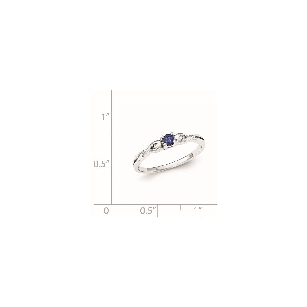 Sterling Silver Rhodium-plated Blue Color & White CZ Ring