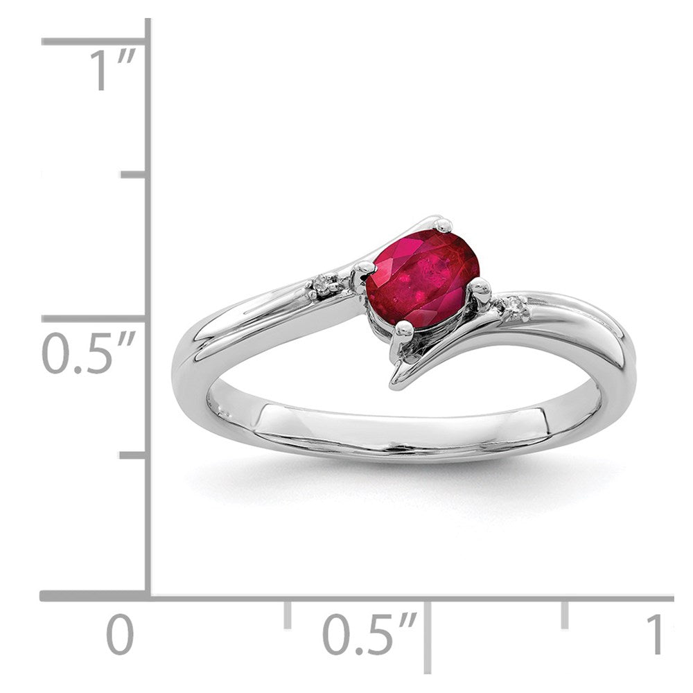 Sterling Silver Rhodium-plated Ruby and Diamond Ring