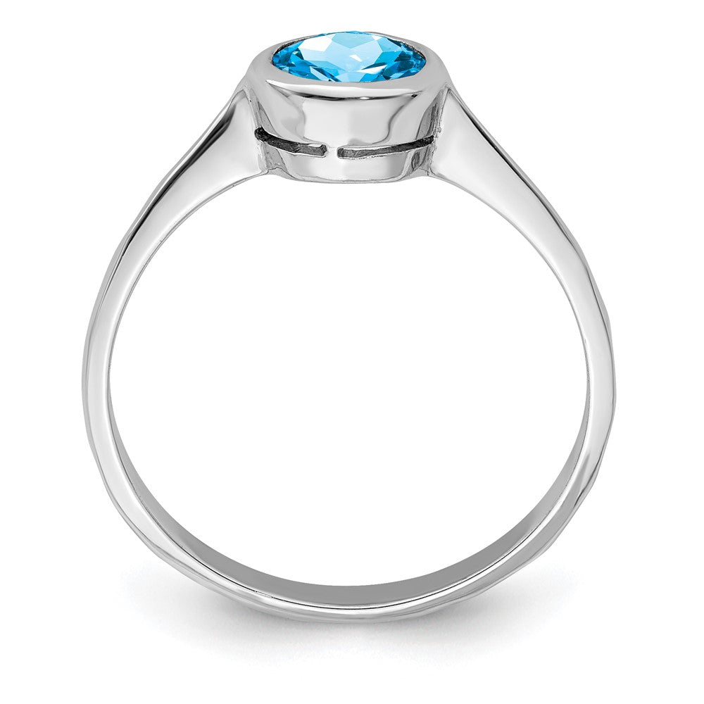 Sterling Silver Rhodium Blue Topaz Ring