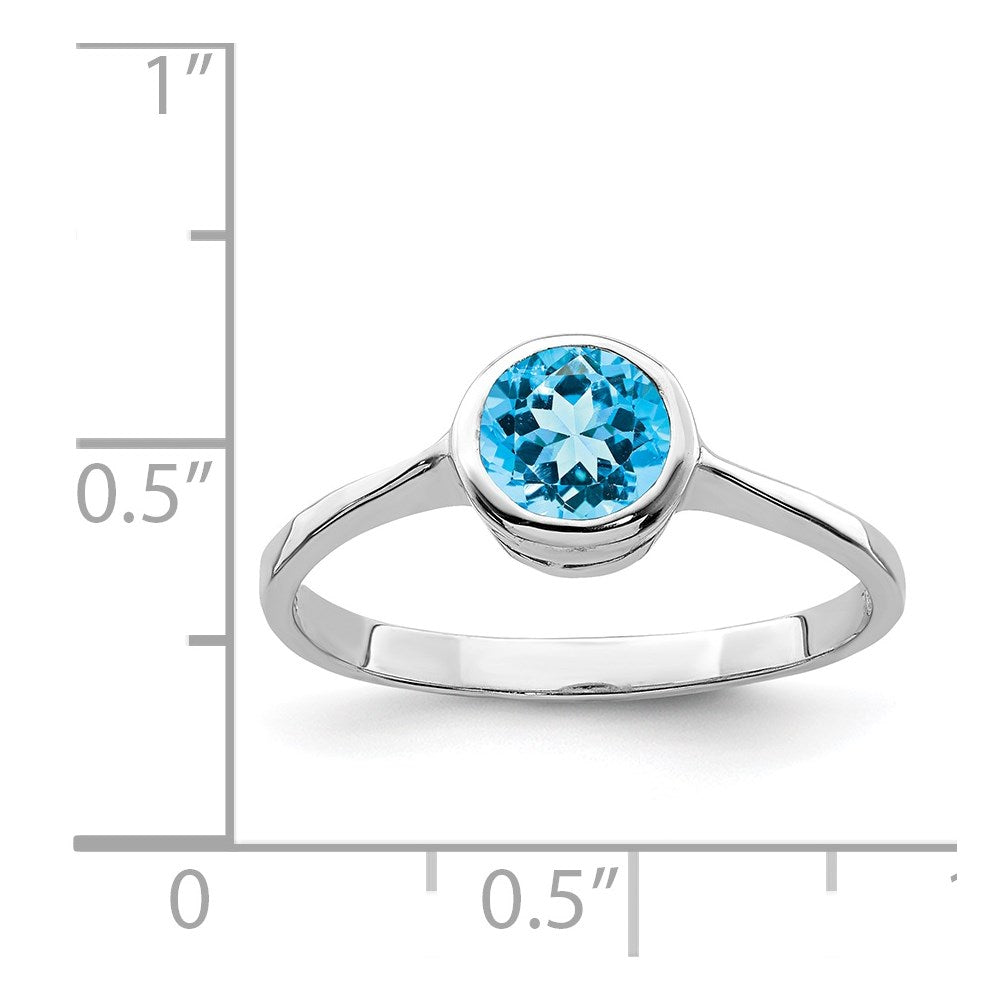 Sterling Silver Rhodium Blue Topaz Ring