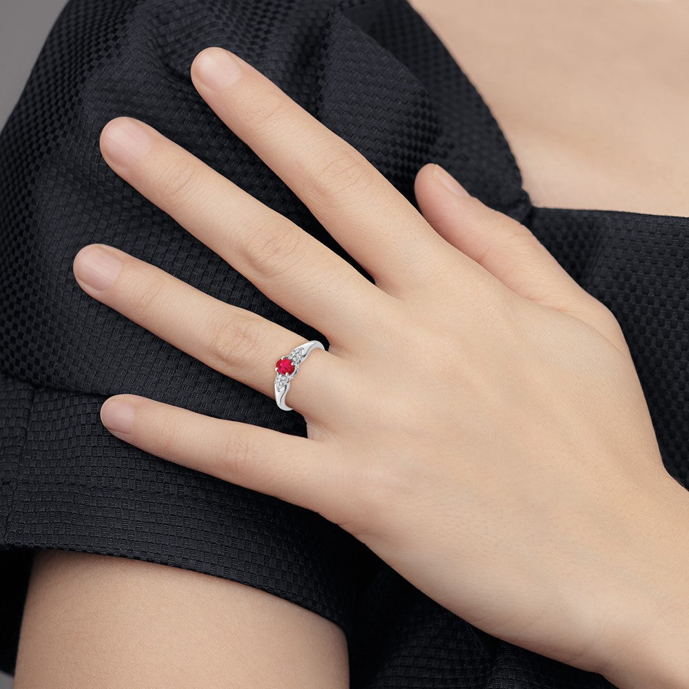 Sterling Silver Rhodium-plated Ruby and White Sapphire Ring