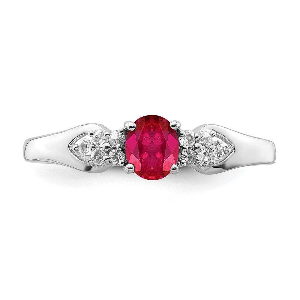 Sterling Silver Rhodium-plated Ruby and White Sapphire Ring