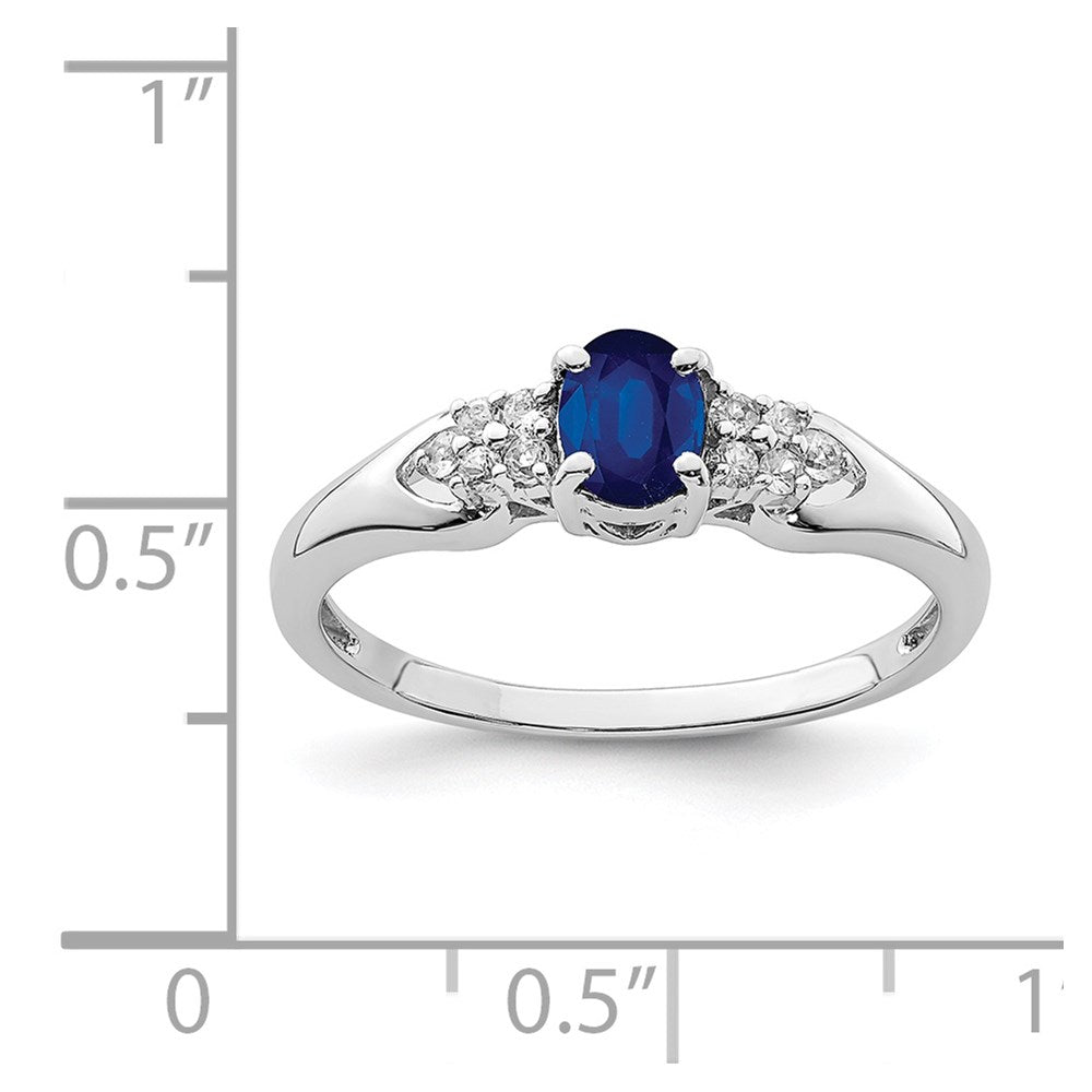 Sterling Silver Rhodium-plated Blue and White Sapphire Ring