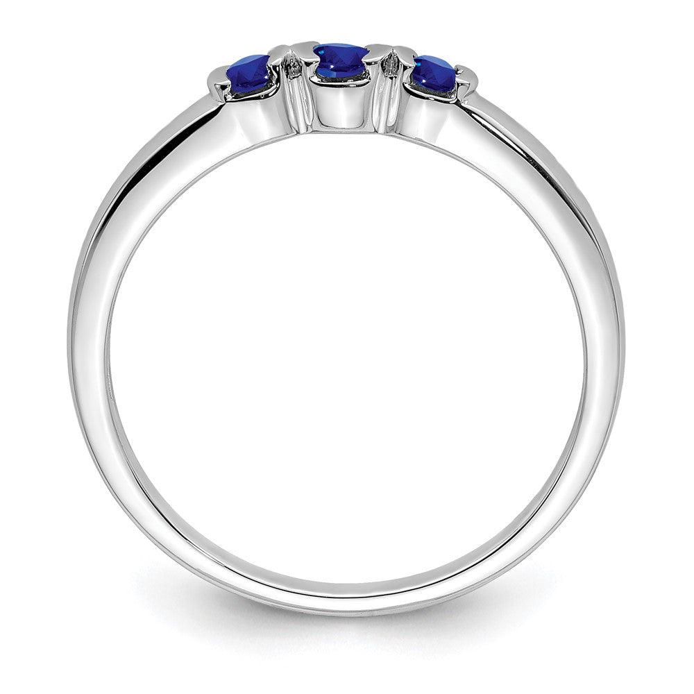 Sterling Silver Rhodium-plated Polished Sapphire Ring