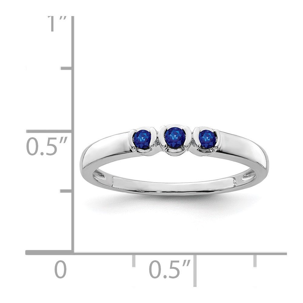 Sterling Silver Rhodium-plated Polished Sapphire Ring