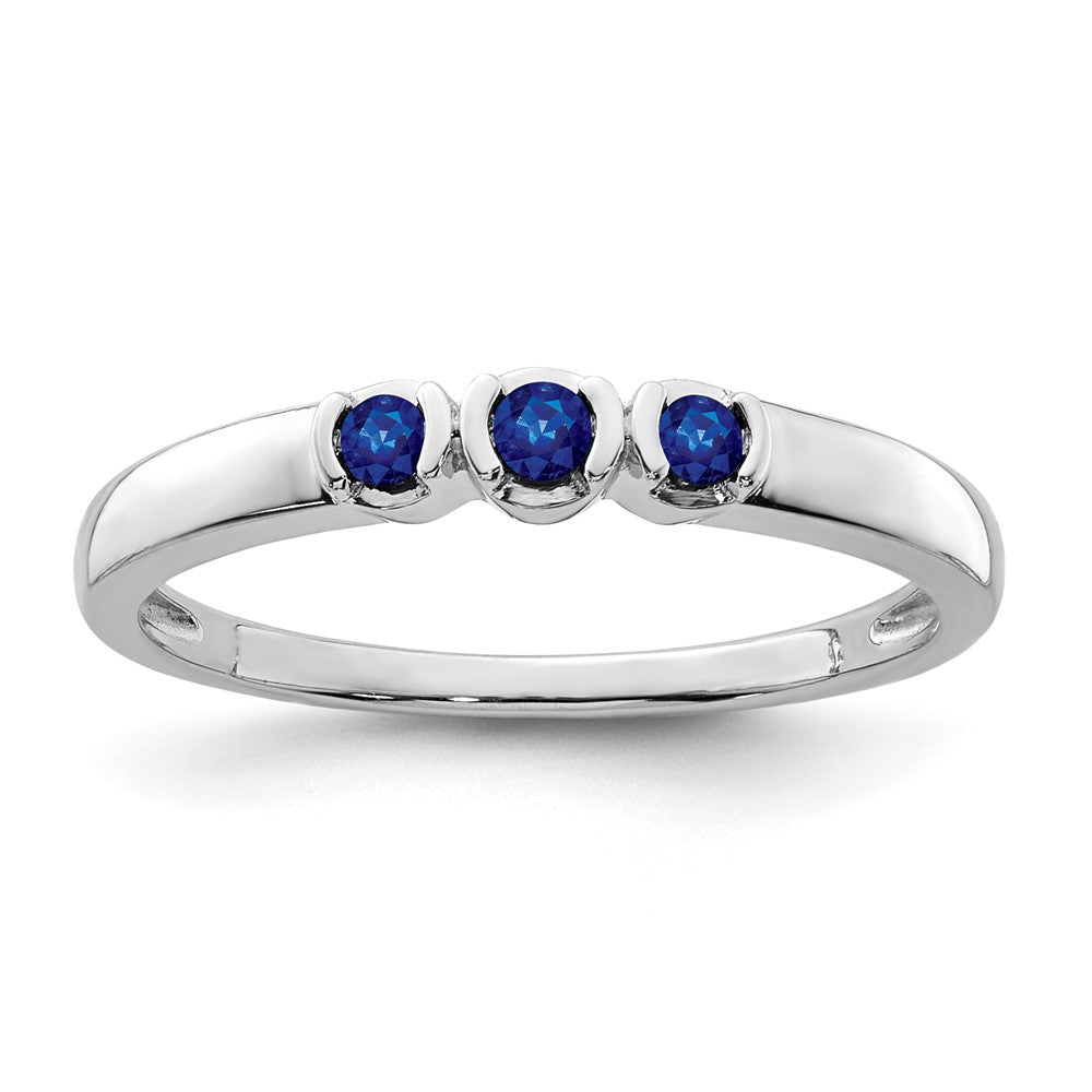 Sterling Silver Rhodium-plated Polished Sapphire Ring