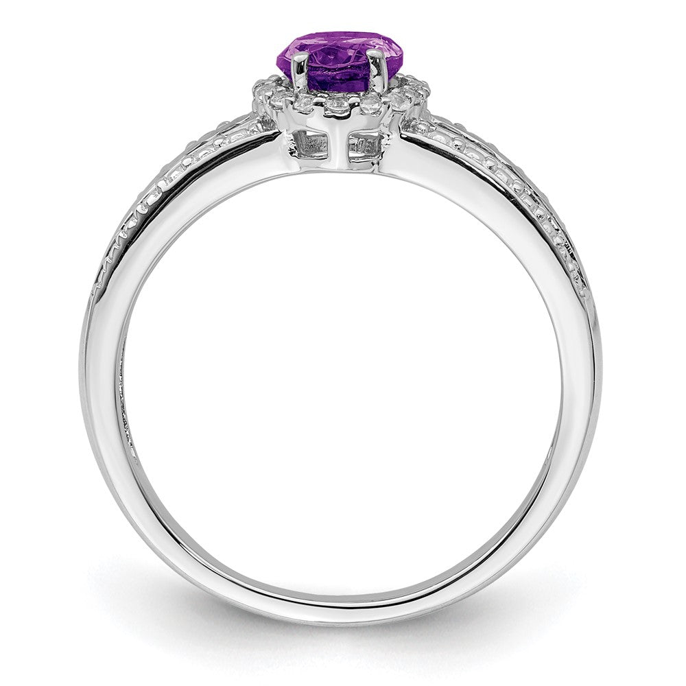 Sterling Silver Rhodium-plated Polished Amethyst & White Topaz Ring