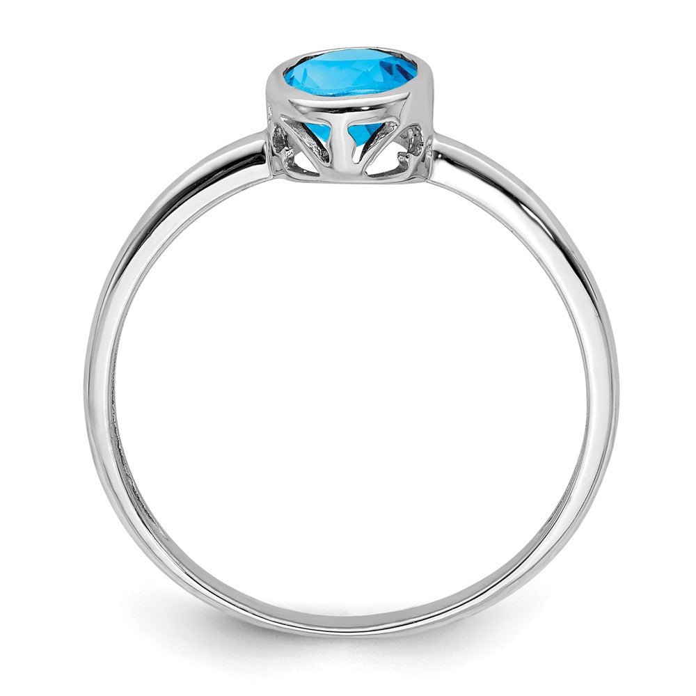 Sterling Silver Rhodium-plated Polished Blue Topaz Oval Ring