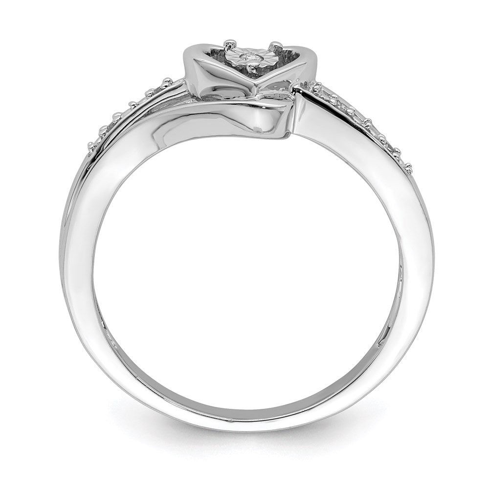 Sterling Silver Rhodium Plated Diamond Heart Ring