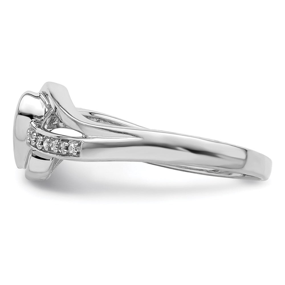 Sterling Silver Rhodium Plated Diamond Heart Ring