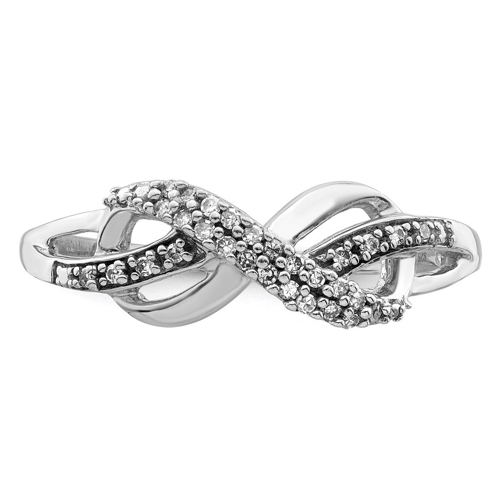 Sterling Silver Rhodium Plated Diamond Infinity Ring