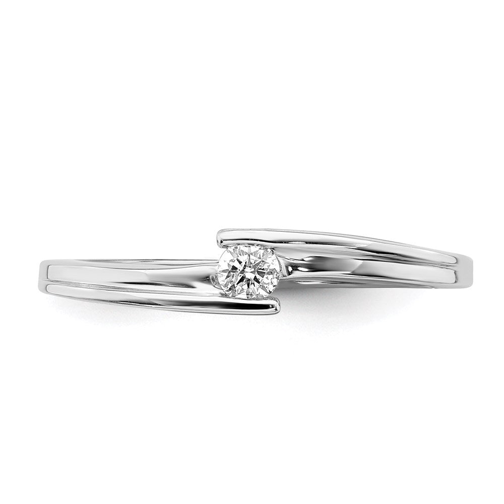 Sterling Silver Rhodium Plated Polished Diamond Ring