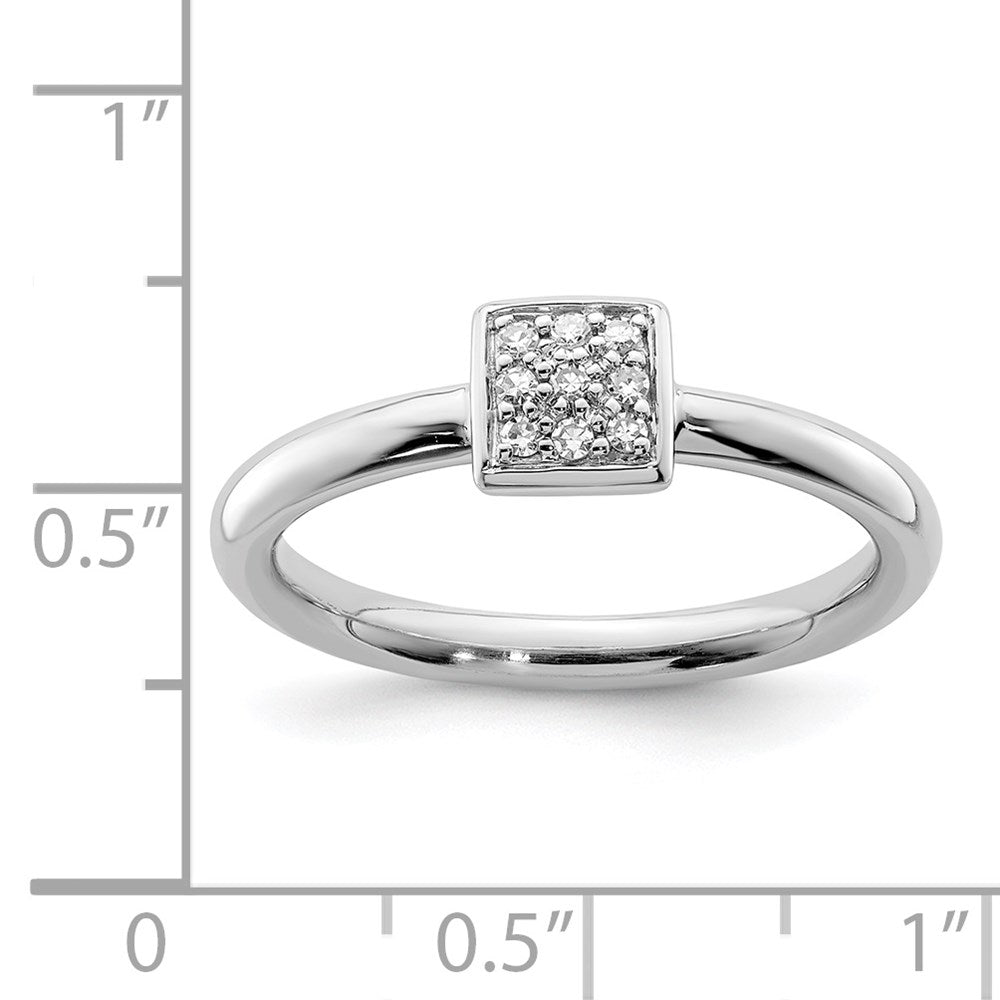 Sterling Silver Rhodium Plated Diamond Ring