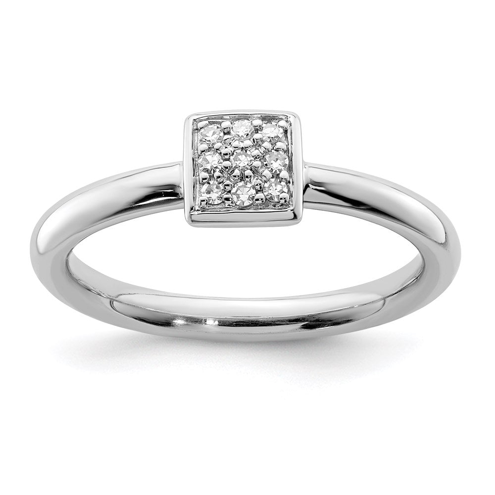 Sterling Silver Rhodium Plated Diamond Ring