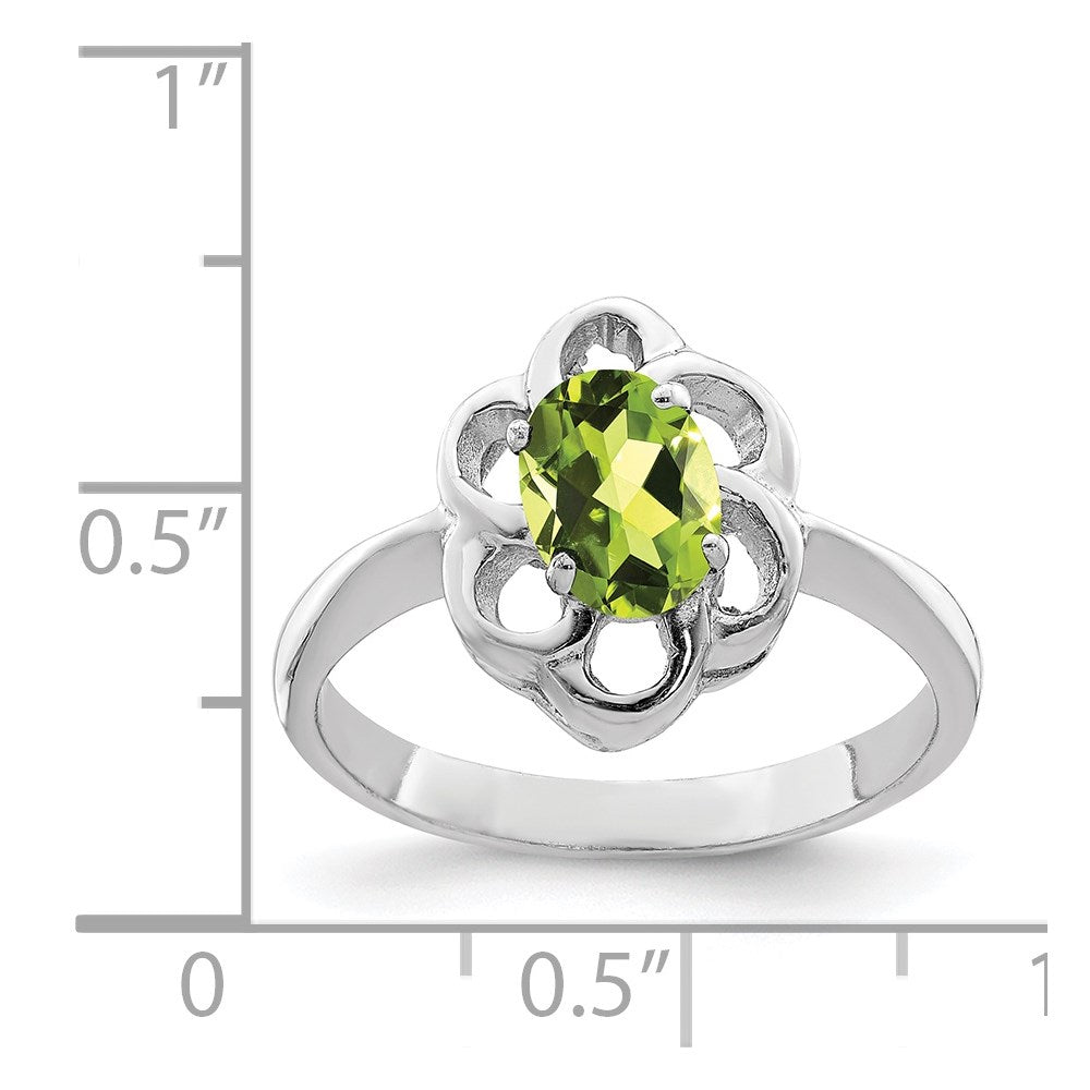 Sterling Silver Rhodium Peridot Ring