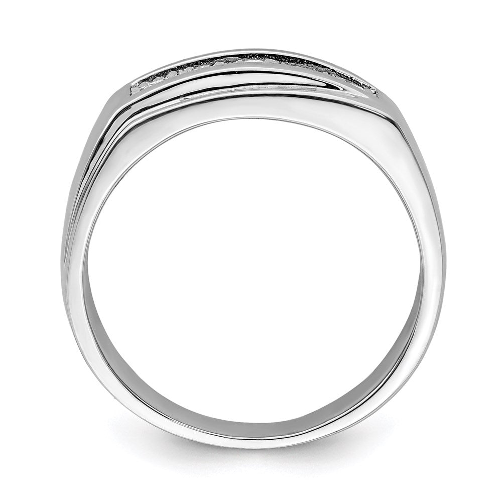 Sterling Silver Rhodium Plated Men's Polished Diam. Ring