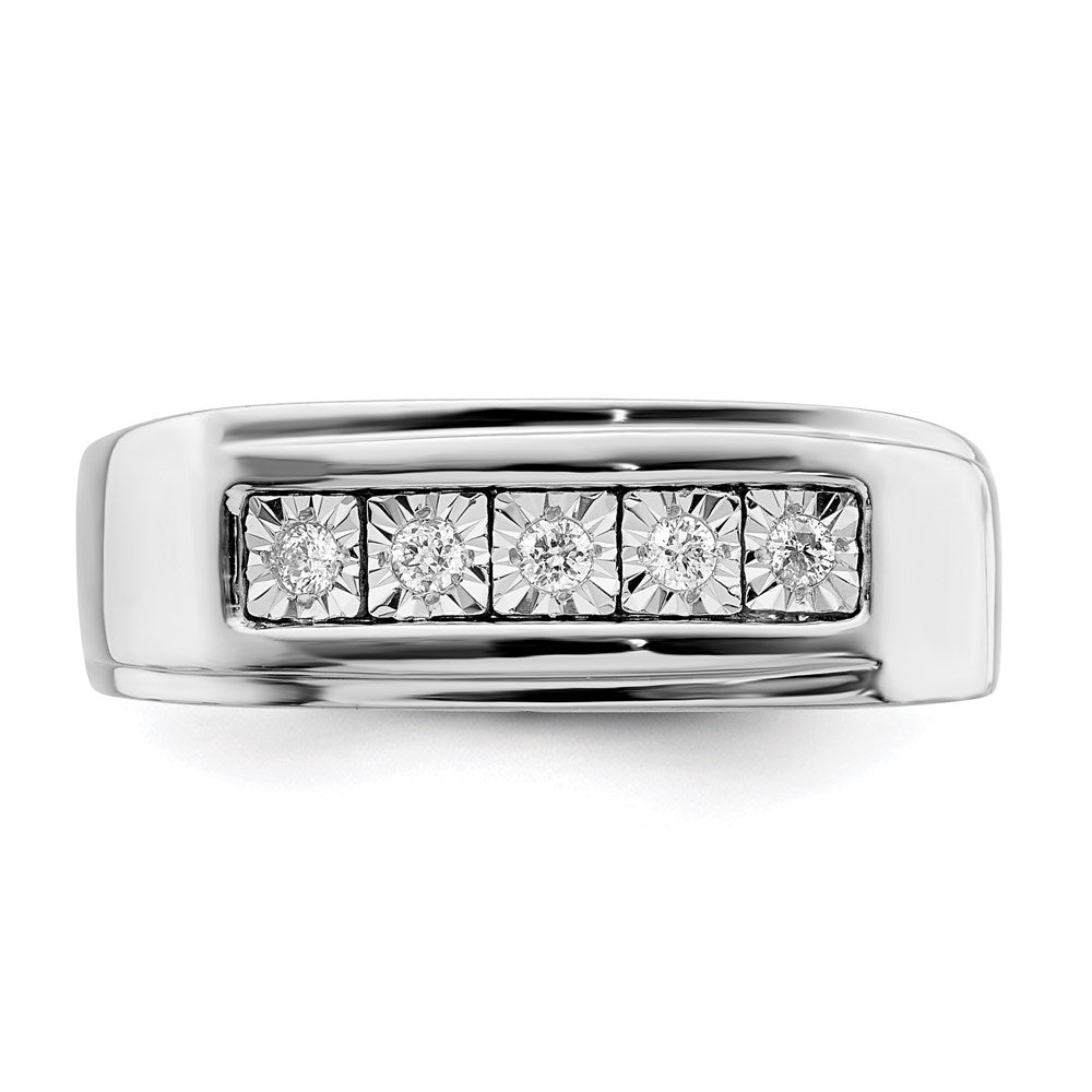 Sterling Silver Rhodium Plated Men's Polished Diam. Ring