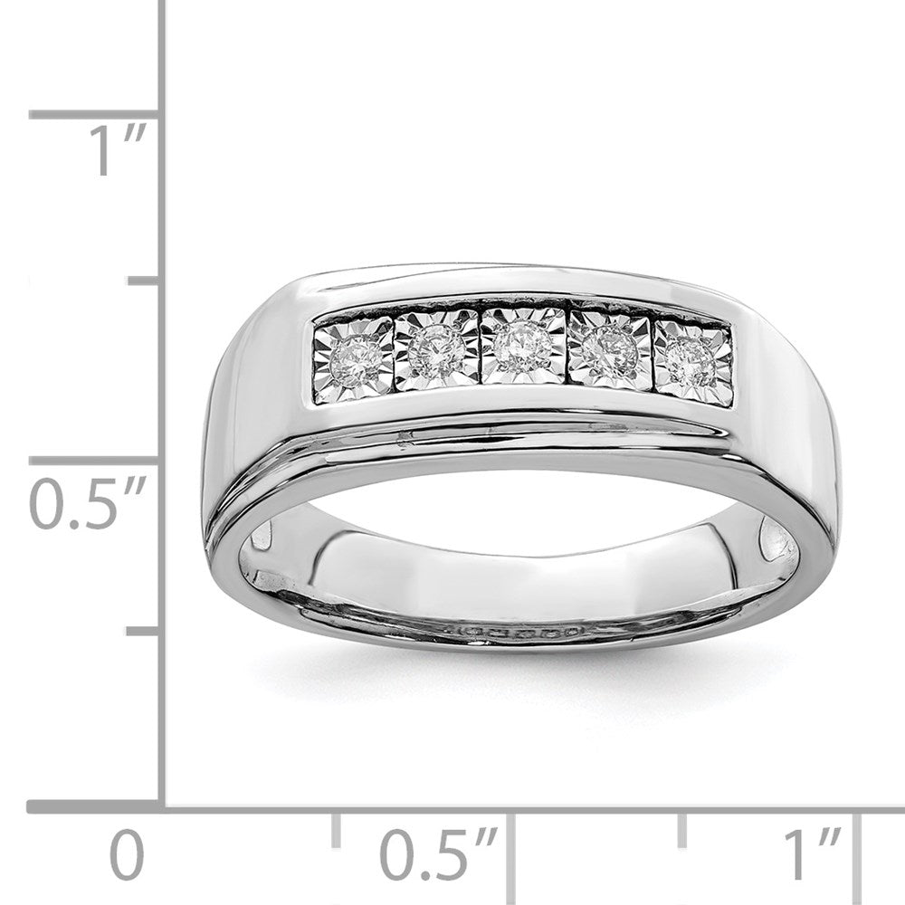 Sterling Silver Rhodium Plated Men's Polished Diam. Ring