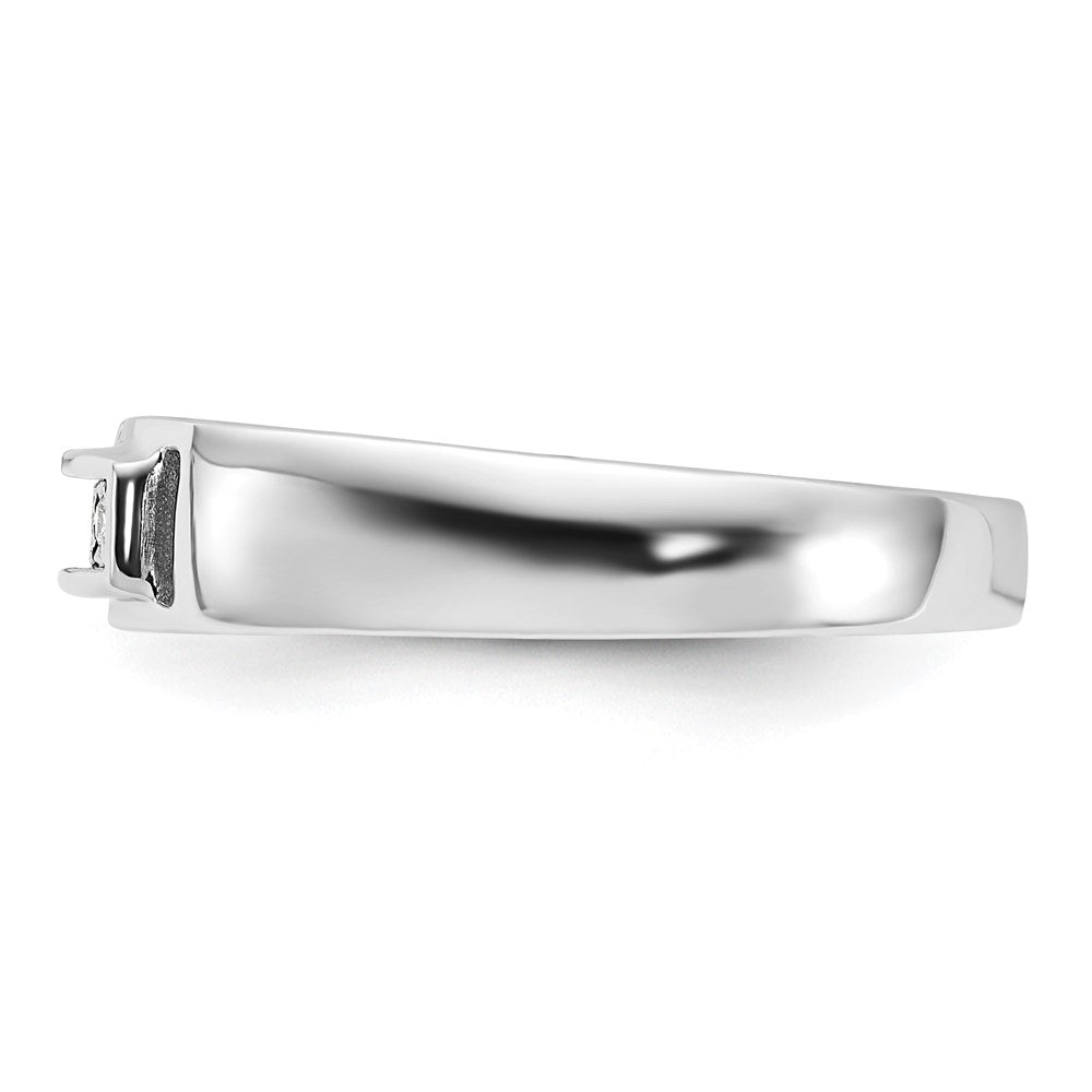 Sterling Silver Rhodium Plated Men's Polished Diam. Ring