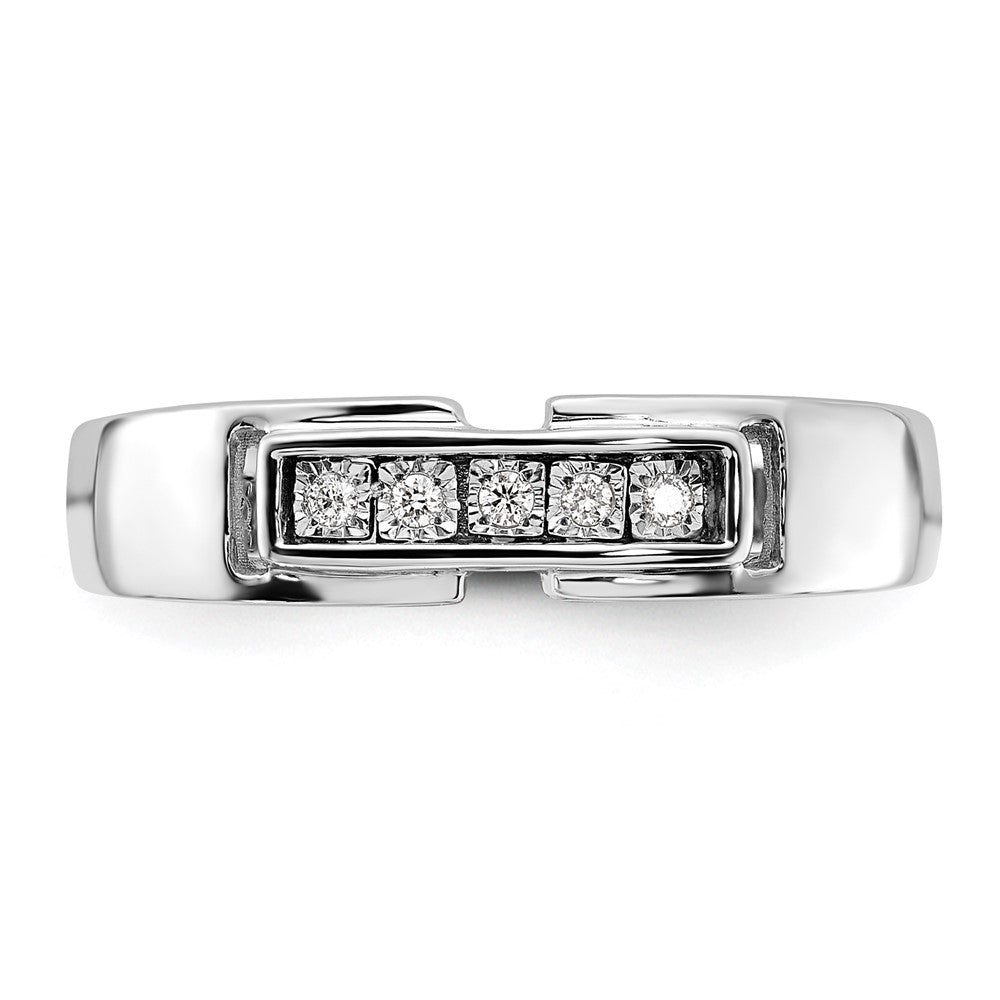 Sterling Silver Rhodium Plated Men's Polished Diam. Ring