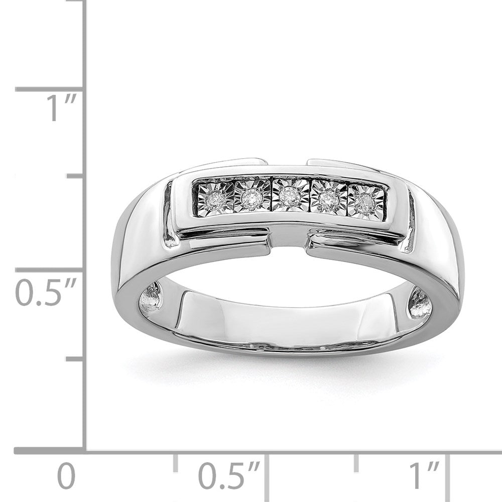 Sterling Silver Rhodium Plated Men's Polished Diam. Ring