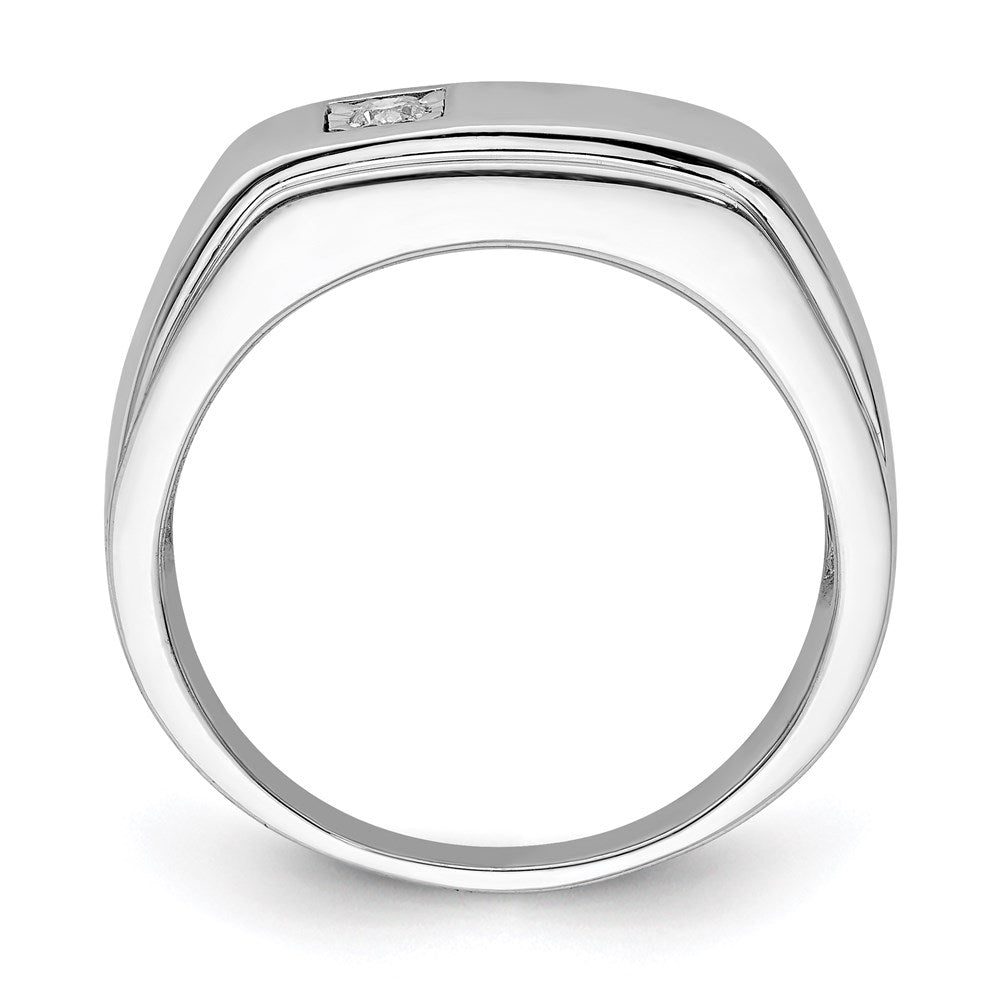 Sterling Silver Rhodium Plated Men's Polished Diam. Ring