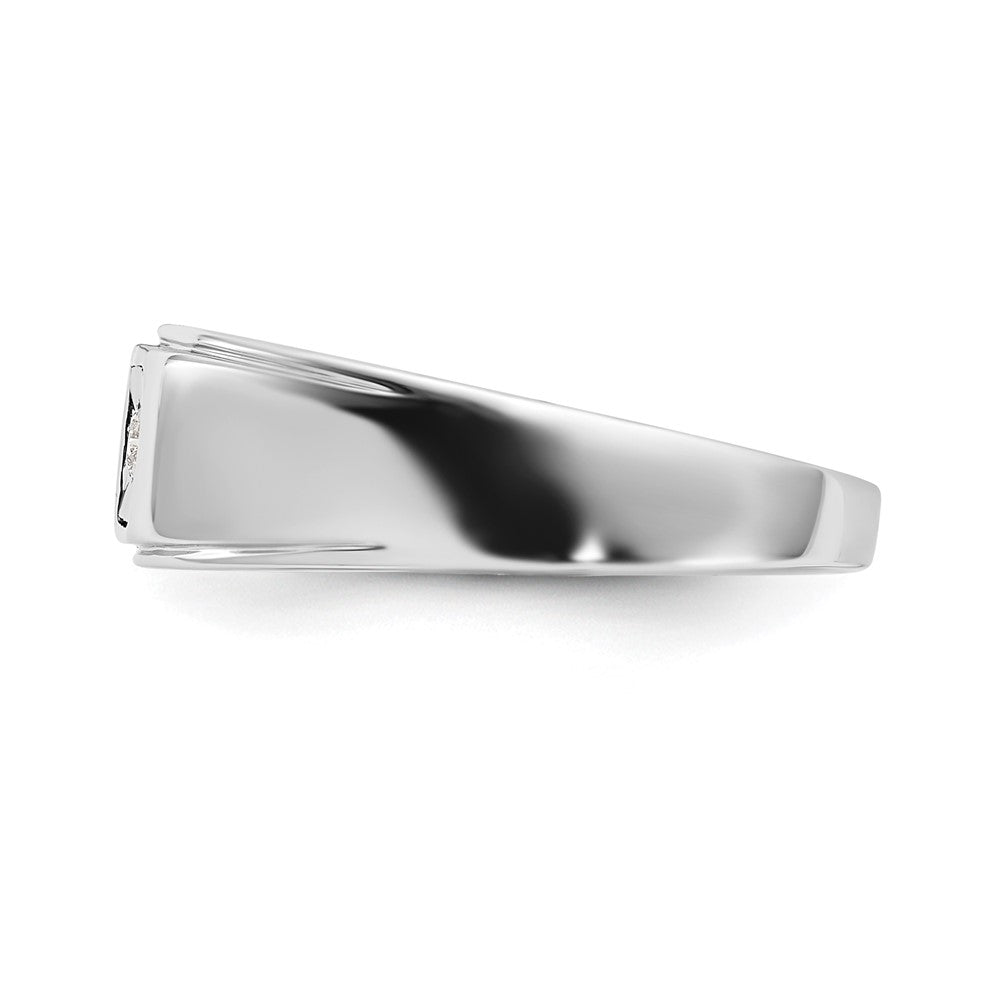 Sterling Silver Rhodium Plated Men's Polished Diam. Ring