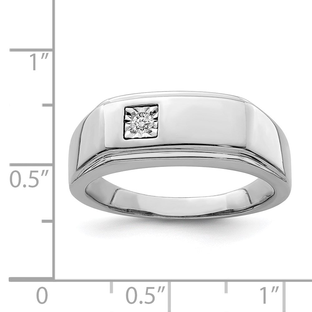 Sterling Silver Rhodium Plated Men's Polished Diam. Ring