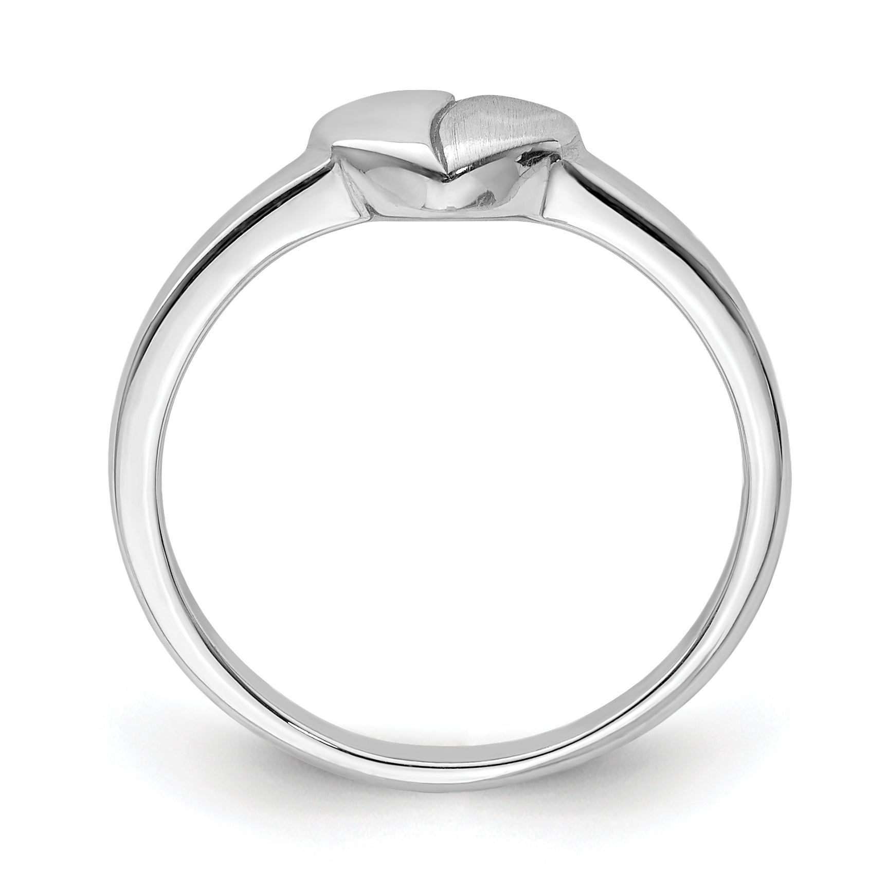 Sterling Silver Rhodium-plated Polished & Satin Heart Ring