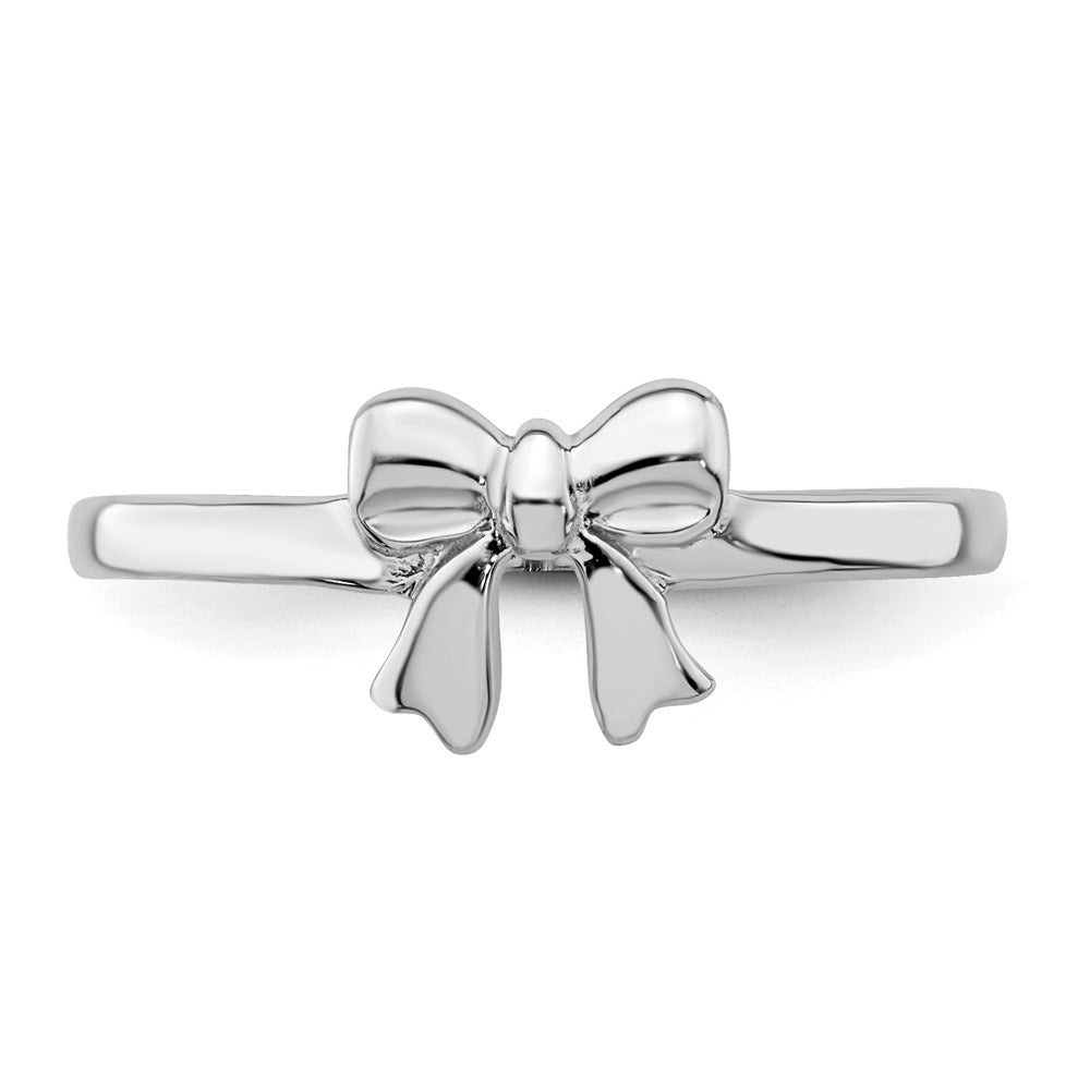 Sterling Silver Rhodium-plated Polished Bow Children's Ring