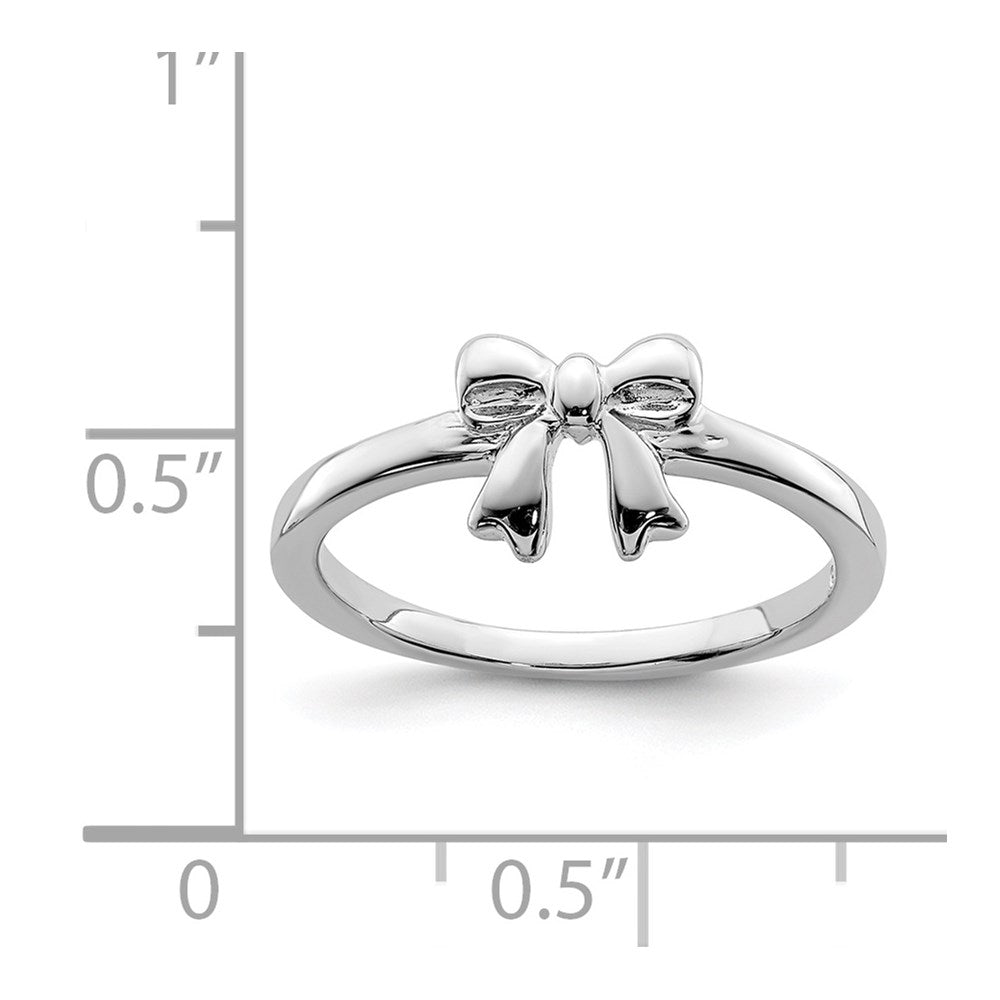 Sterling Silver Rhodium-plated Polished Bow Children's Ring