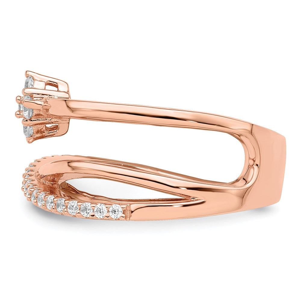 Sterling Shimmer Sterling Silver Rose-tone Flash Rose Gold-plated 27 Stone CZ Ring