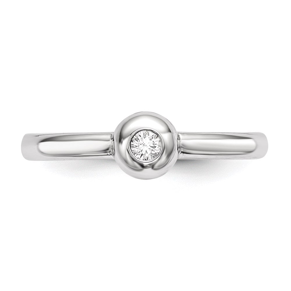 Sterling Silver Rhodium-plated Polished CZ Ring