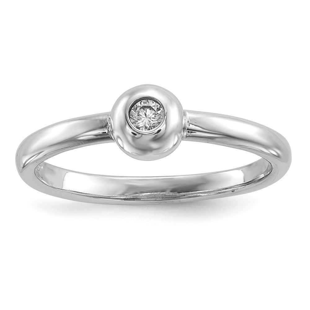 Sterling Silver Rhodium-plated Polished CZ Ring